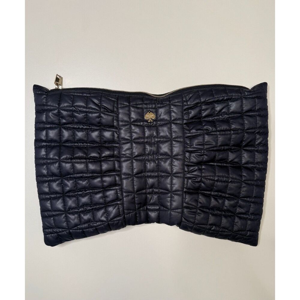 Kate Spade New York Large Quilted Nylon Travel Organizer Pouch Navy Gold